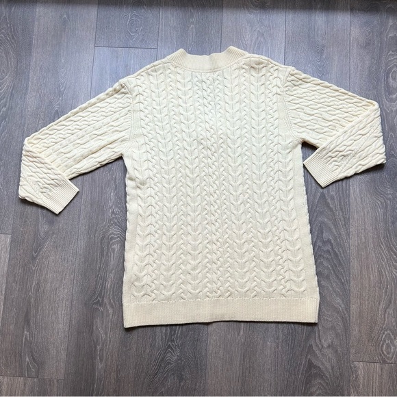 Aritzia Wilfred Devry Sweater Ribbed Cable Knit Chunky Merino Wool Yellow - Picture 7 of 11